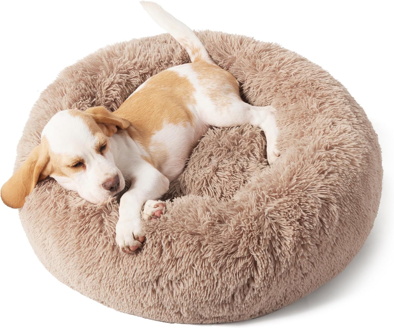 Transform Your Pet's Sleep with Our Non-slip Round Fluffy Plush Pet Bed